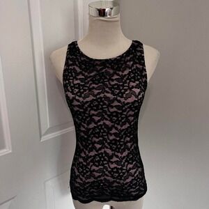 VINTAGE BLACK TRIXXI LACE OVERLAY‎ TANK TOP